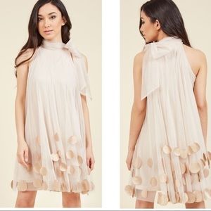 ModCloth Ryu All Neutral High Neck Shift Cocktail Dress